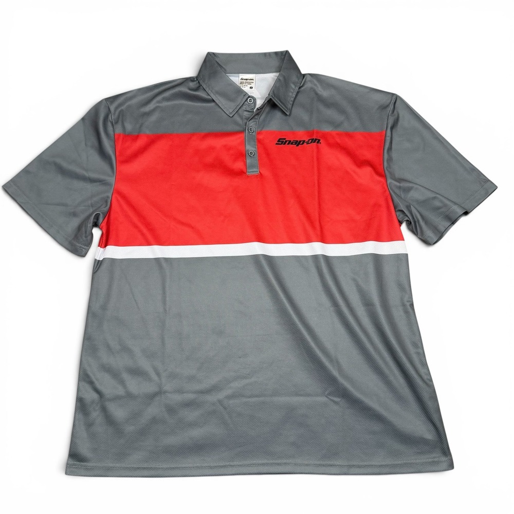 Snap-on Tools Mens 2X Polo Shirt Grey Red Colorblock Performance Polyester SS